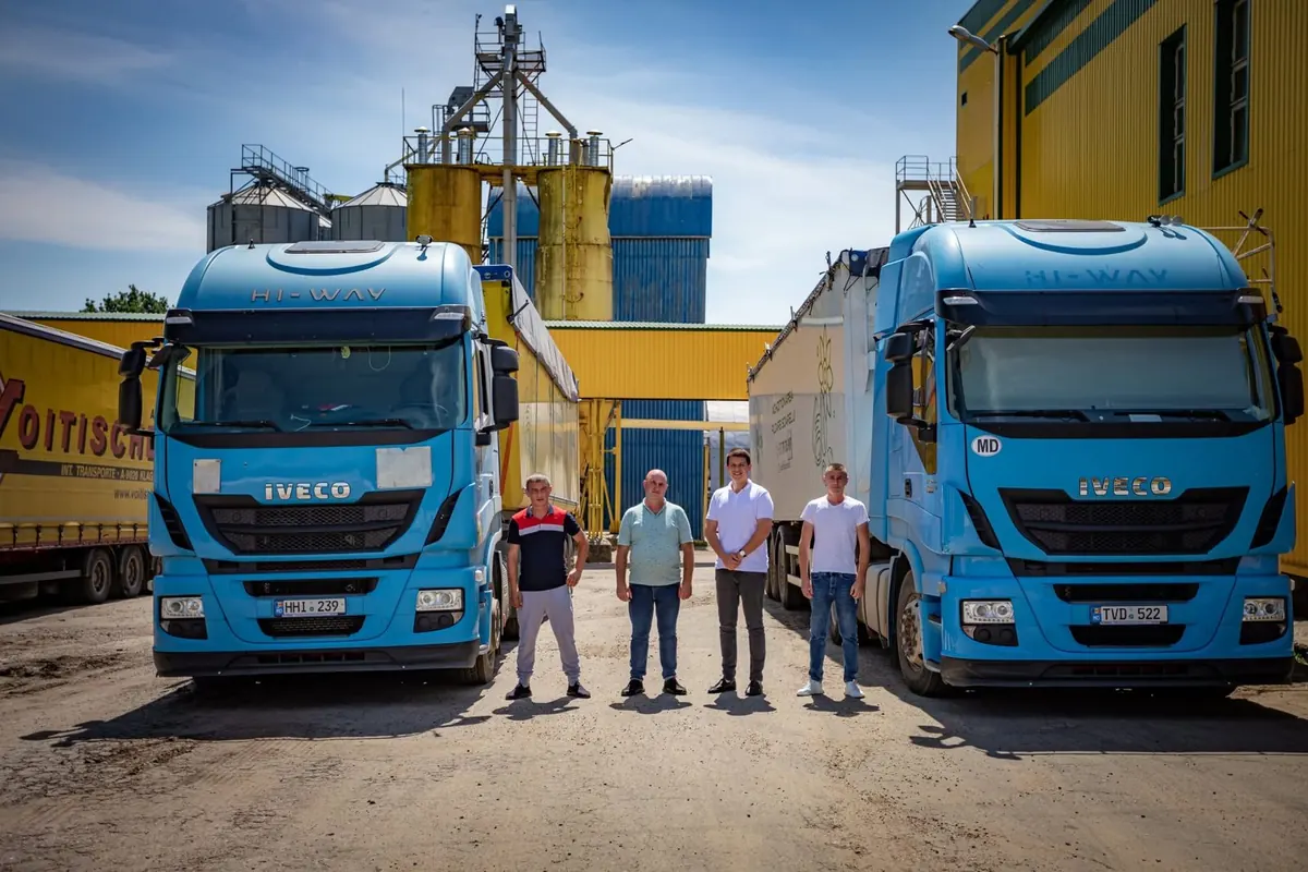 Crown's own trucks that bring the raw seed from the fields to the plant